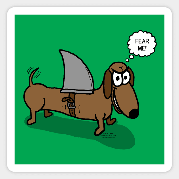 Wiener Dog with a Shark Fin Sticker by OutToLunch